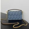 Fendi Baguette Mini Light Blue FF Denim Fabric Bag