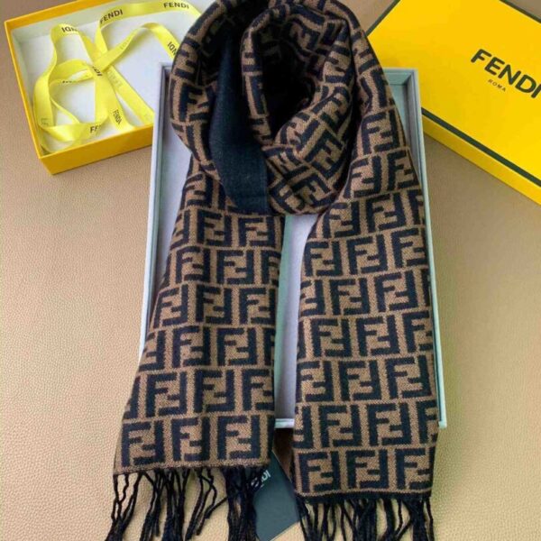 Fendi Brown Wool Stole Scarf