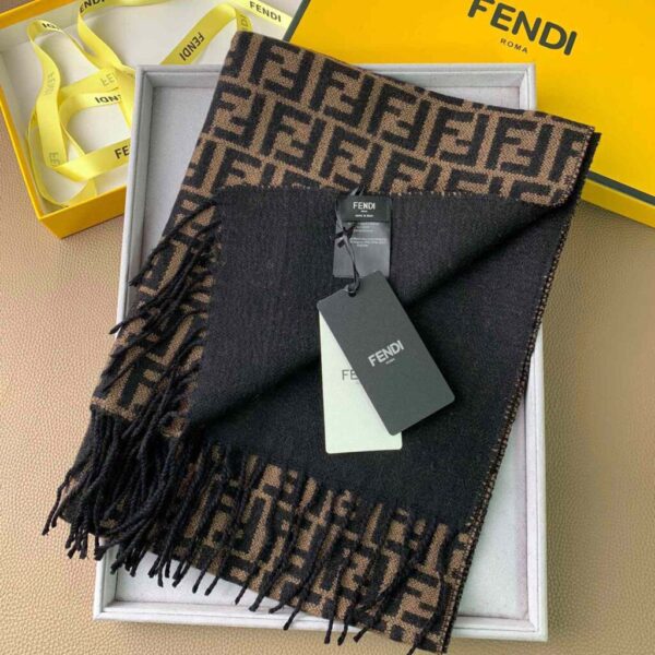 Fendi Brown Wool Stole Scarf