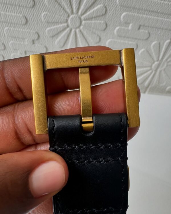YSL Black Leather Belt - Image 3