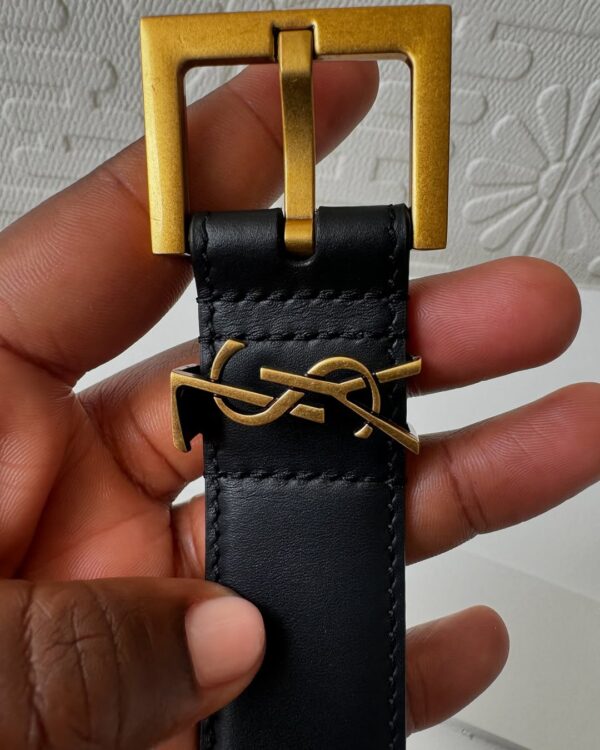 YSL Black Leather Belt - Image 2