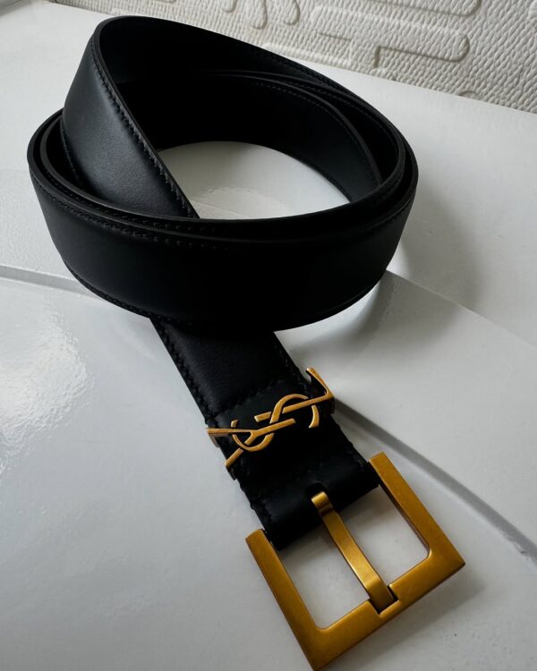 YSL Black Leather Belt