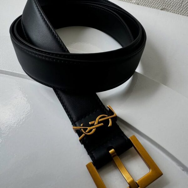 YSL Black Leather Belt