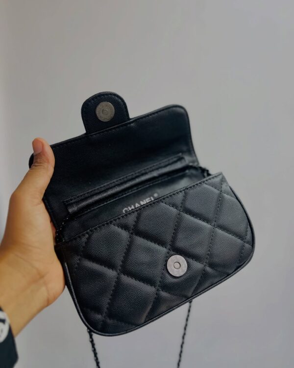 Chanel Cardholder on Chain in Black Caviar - Image 7