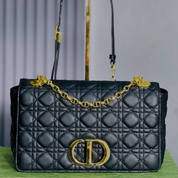 Dior Black Cannage Leather Medium Caro Shoulder Bag