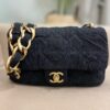 Chanel CC Quilted Black Denim Medium Flap Bag