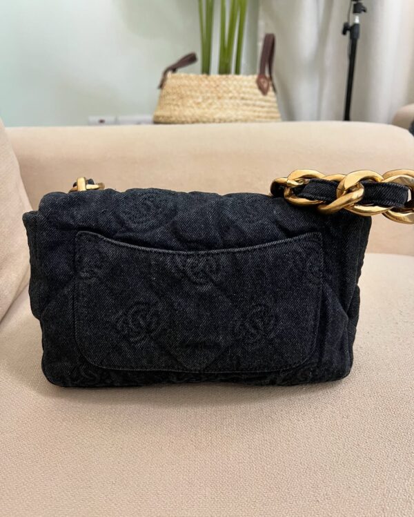 Chanel CC Quilted Black Denim Medium Flap Bag - Image 3