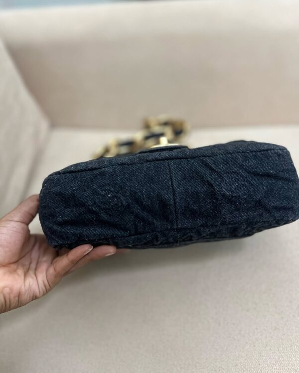 Chanel CC Quilted Black Denim Medium Flap Bag - Image 4