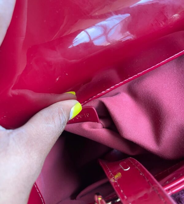 Christian Dior Lady Dior Medium Patent Bag in Red Maroon