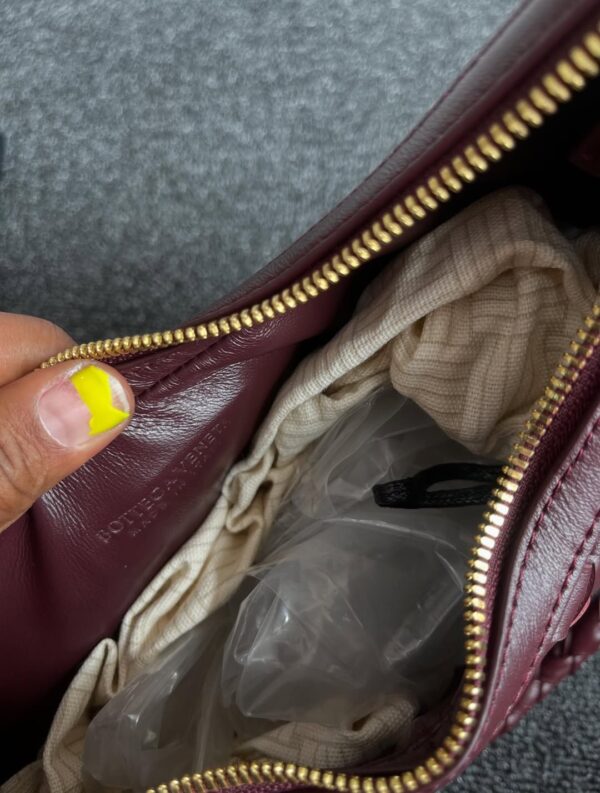 Bottega Veneta Burgundy Interlocking Leather Crescent Bag