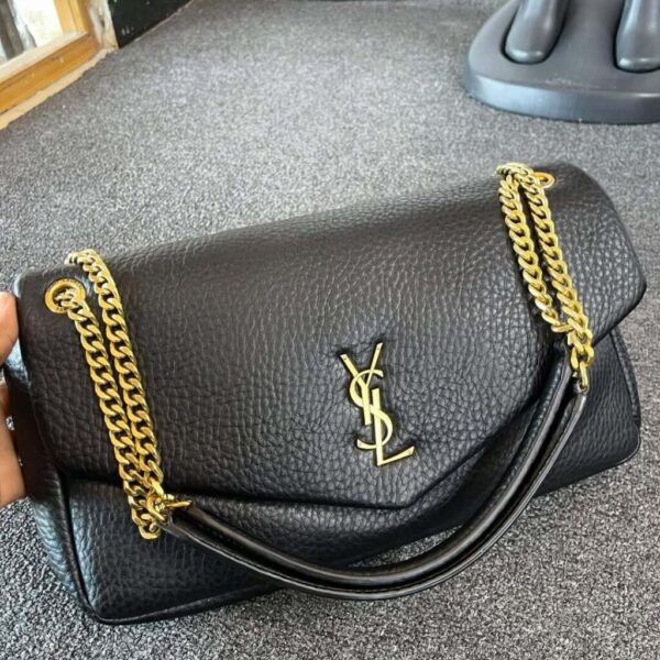 Saint Laurent Loulou Medium Chain Bag in Black Quilted Leather