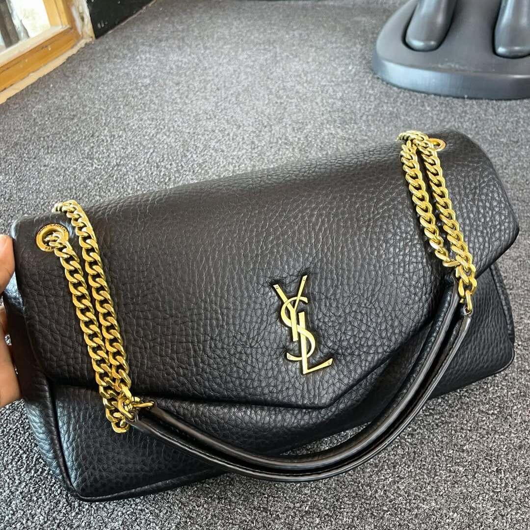 Saint Laurent Loulou Medium Chain Bag in Black Quilted Leather