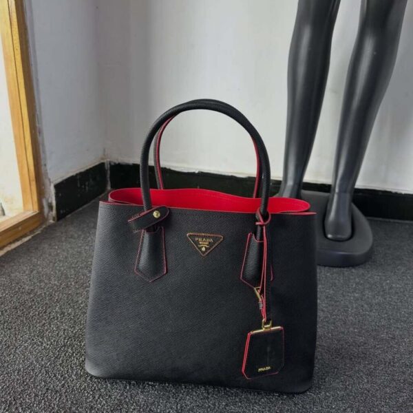 Prada Medium Double Bag in Black Saffiano