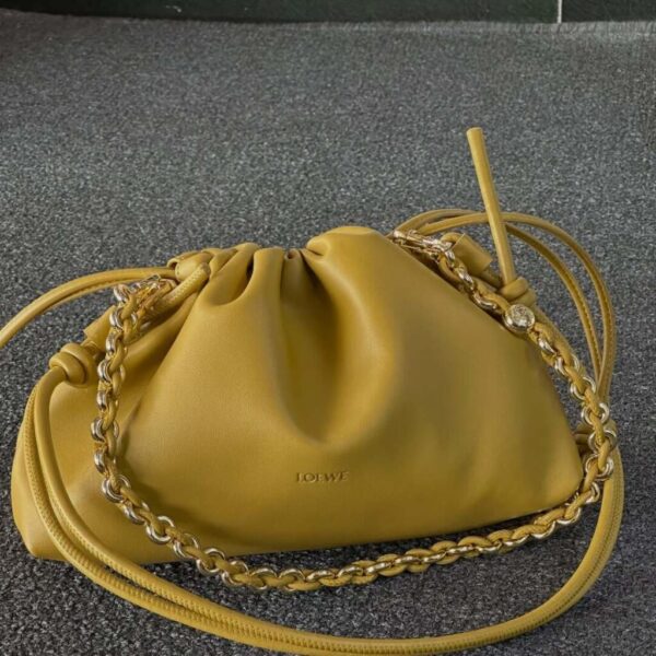 Loewe Mustard Yellow Flamenco Clutch with Chain