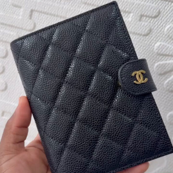 Chanel Classic Quilted Passport Holder in Black Caviar