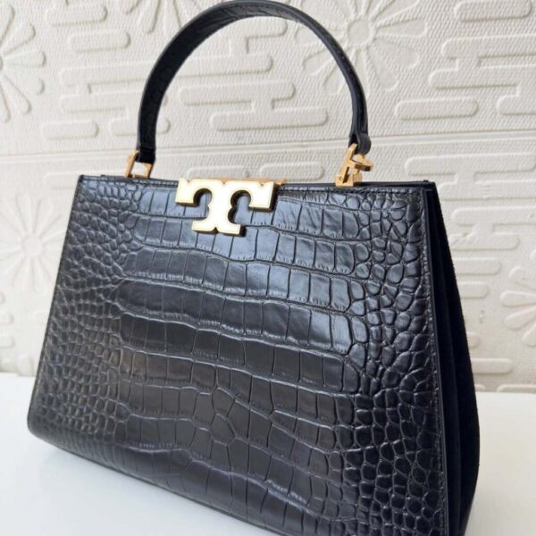 Tory Burch Eleanor in Black Croc-Embossed Leather