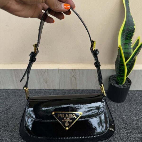 Prada Spazzolato Triangle Flap Shoulder Bag Black