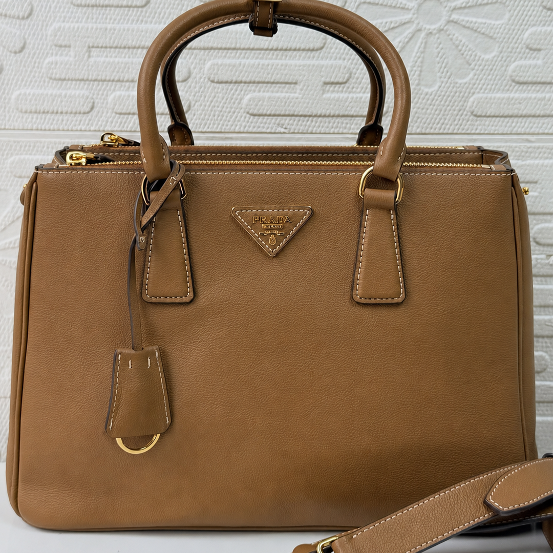 Title Prada Medium Galleria Warm Brown Calf Leather Tote Bag