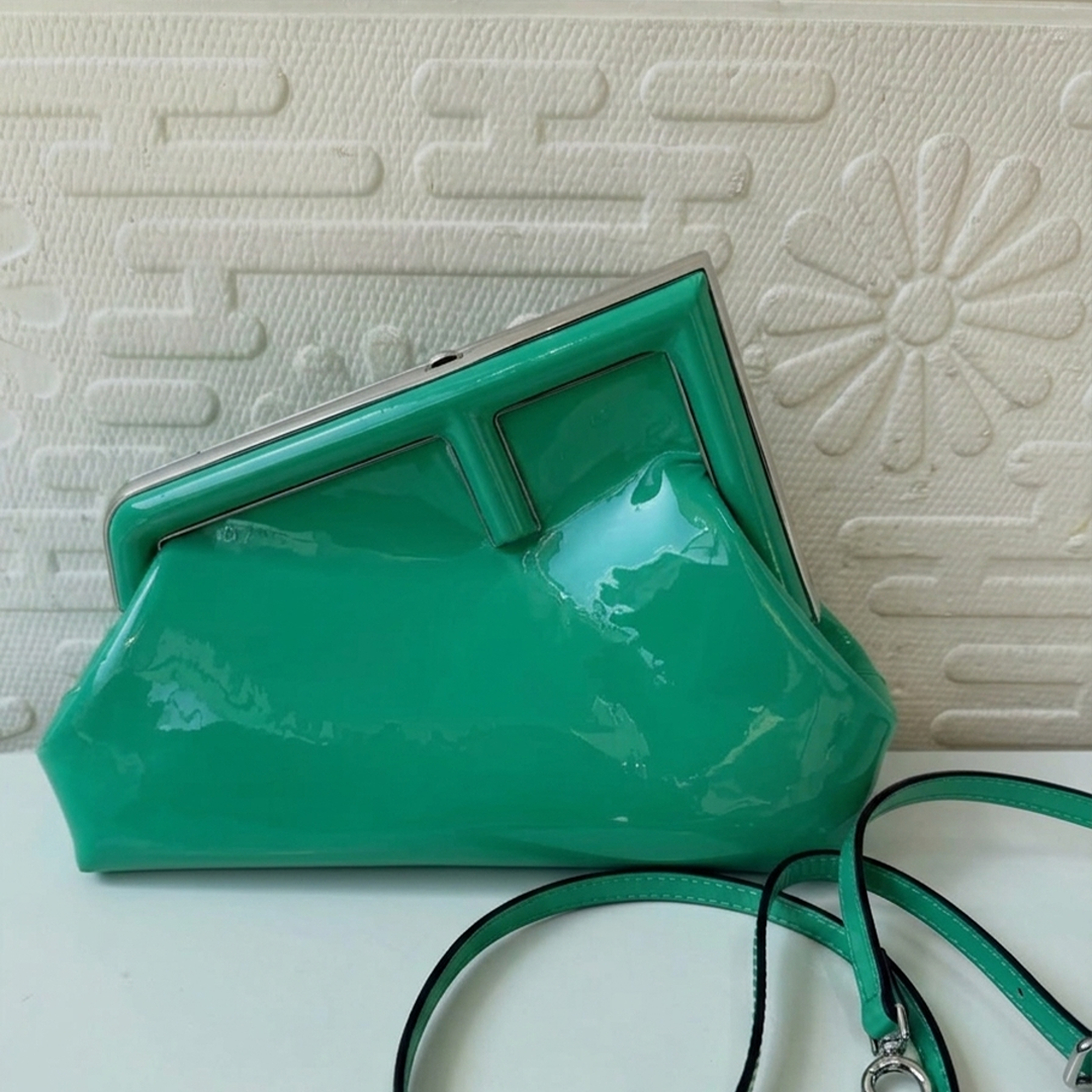 Fendi First Patent Leather Crossbody Bag Green