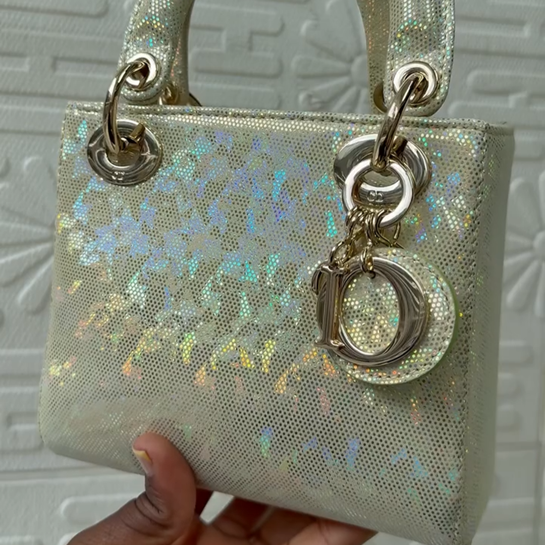Christian Dior Mini Lady Dior Gold Iridescent Python Exotic Leather Bag