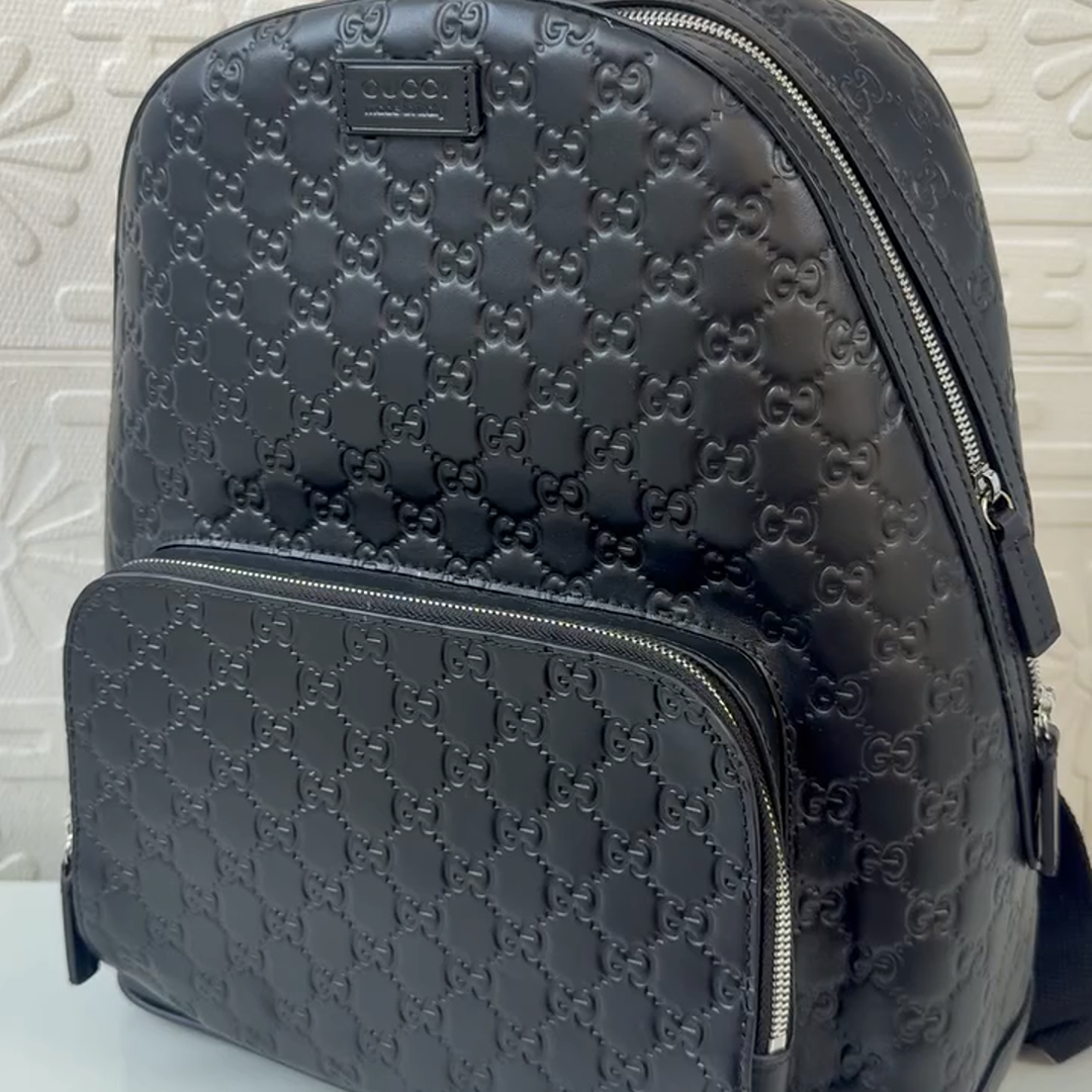 Gucci GG Signature Black Leather Backpack