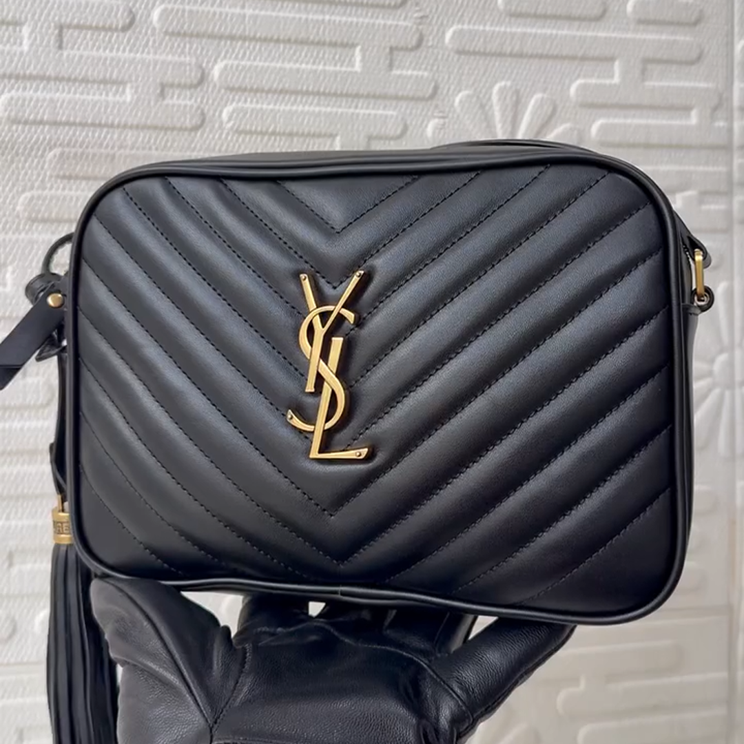 Saint Laurent Lou Camera Black Quilted Calfskin Leather Crossbody Bag